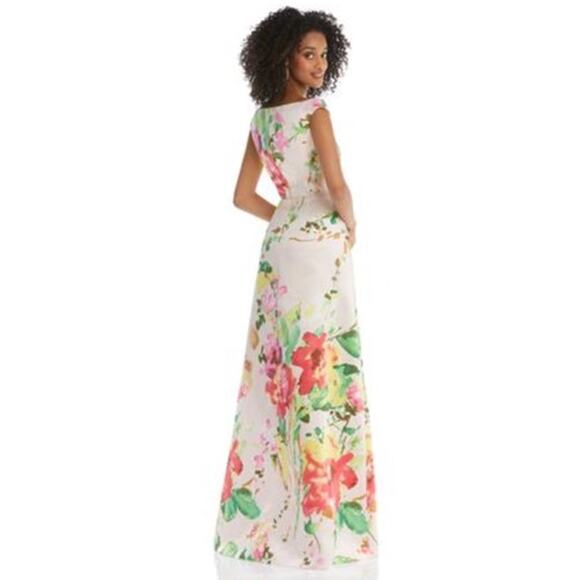ALFRED SUNG Dress Size 24W NEW NWOT Pockets Pink V Neck Floral - Picture 2 of 8
